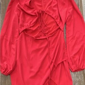 superdown Red Tie-Front Cutout Dress